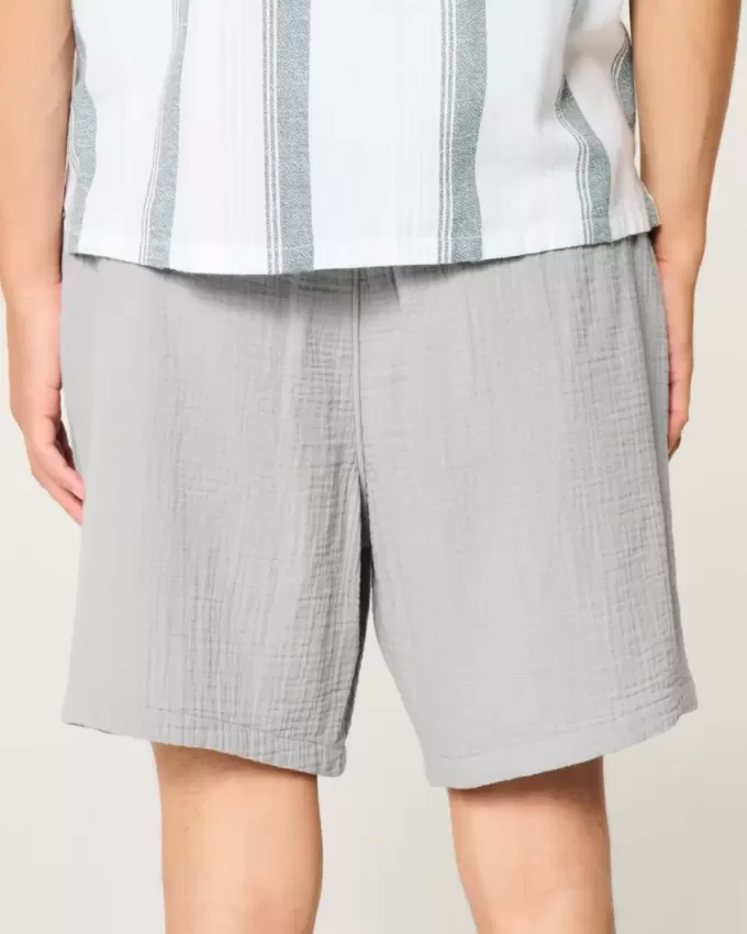 Above-the-Knee Crinkle Cotton Shorts Above-the-Knee Crinkle Cotton Shorts