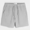 Above-the-Knee Crinkle Cotton Shorts Above-the-Knee Crinkle Cotton Shorts