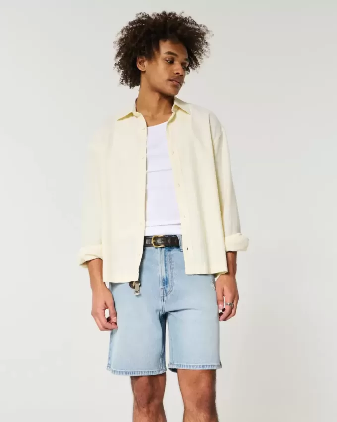 Above-the-Knee Distressed Loose Denim Shorts Above-the-Knee Distressed Loose Denim Shorts