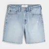 Above-the-Knee Distressed Loose Denim Shorts Above-the-Knee Distressed Loose Denim Shorts