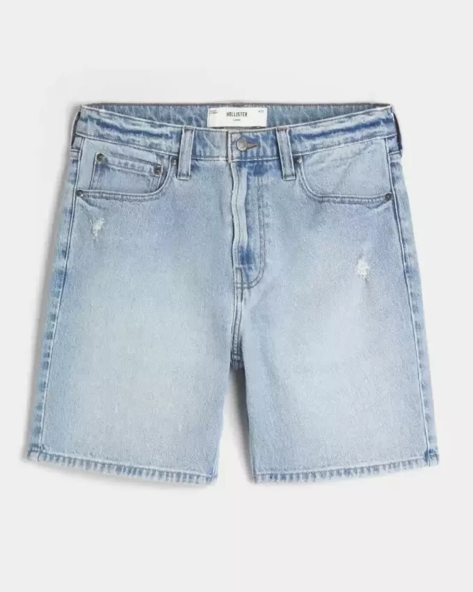 Above-the-Knee Distressed Loose Denim Shorts Above-the-Knee Distressed Loose Denim Shorts