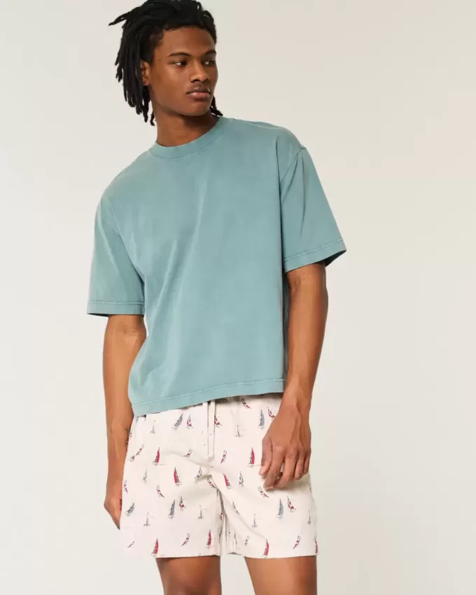 Above-the-Knee Linen-Blend Pattern Shorts Above-the-Knee Linen-Blend Pattern Shorts