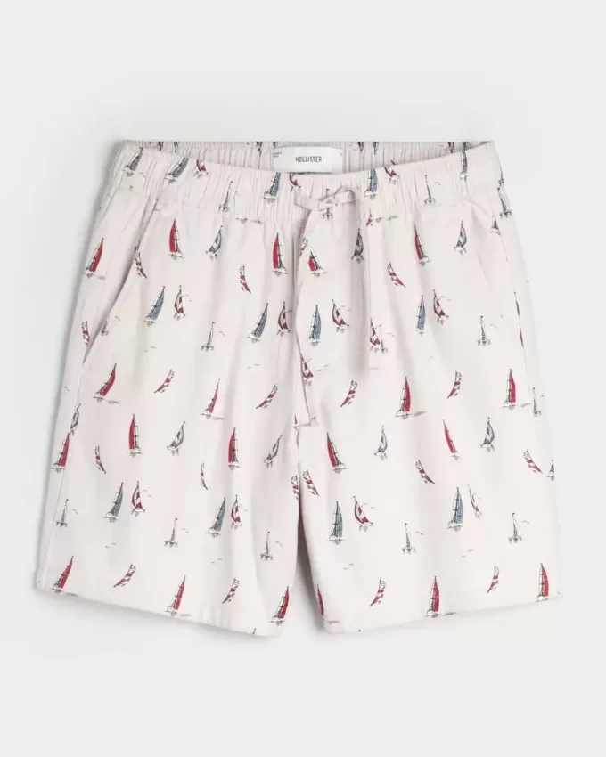 Above-the-Knee Linen-Blend Pattern Shorts Above-the-Knee Linen-Blend Pattern Shorts