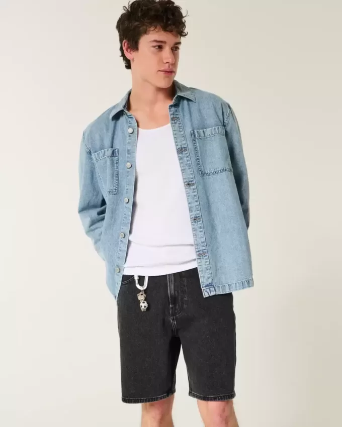 Above-the-Knee Loose Denim Shorts Above-the-Knee Loose Denim Shorts