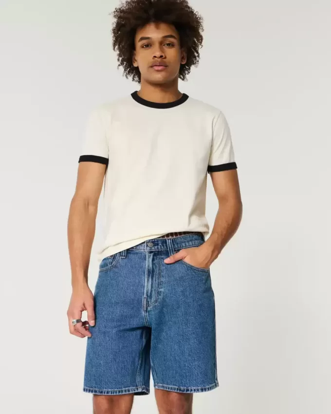 Above-the-Knee Loose Denim Shorts