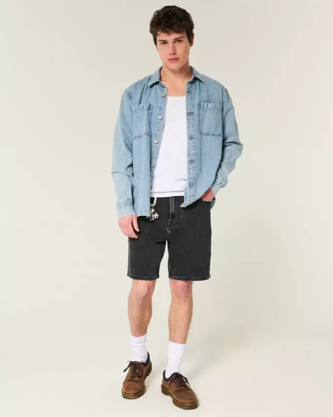 Above-the-Knee Loose Denim Shorts Above-the-Knee Loose Denim Shorts