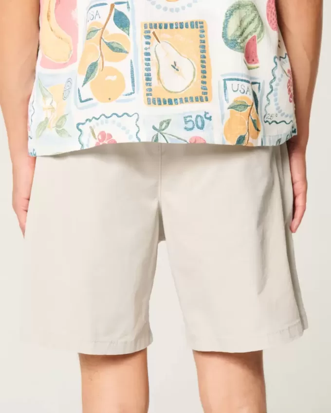 Above-the-Knee Twill Pull-On Shorts