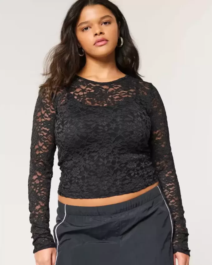 All-Over Lace Crew Top All-Over Lace Crew Top