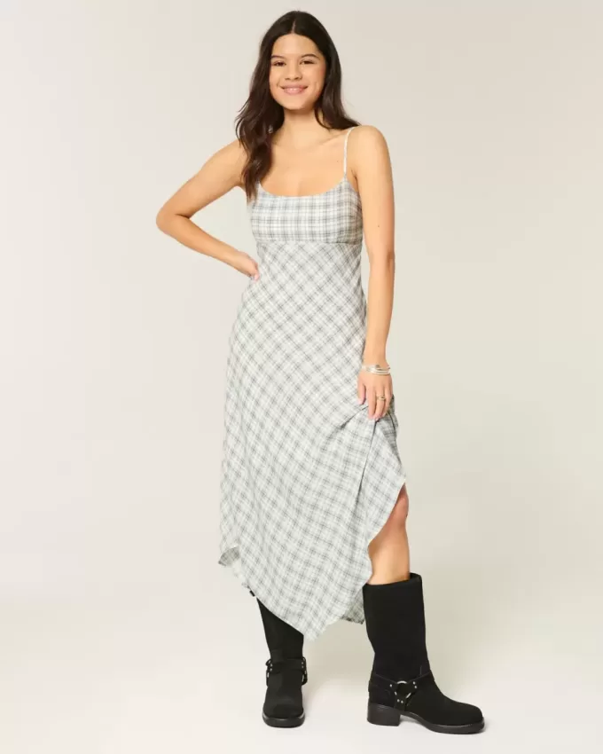 Asymmetrical Hem Midi Dress