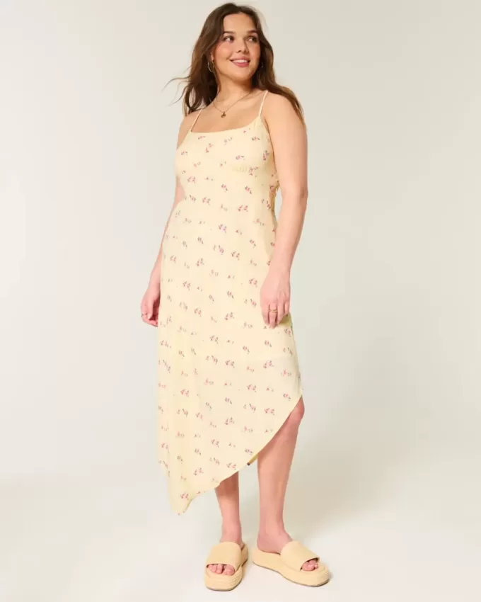 Asymmetrical Hem Midi Dress