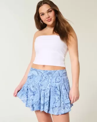 Asymmetrical Hem Tiered Mini Skort