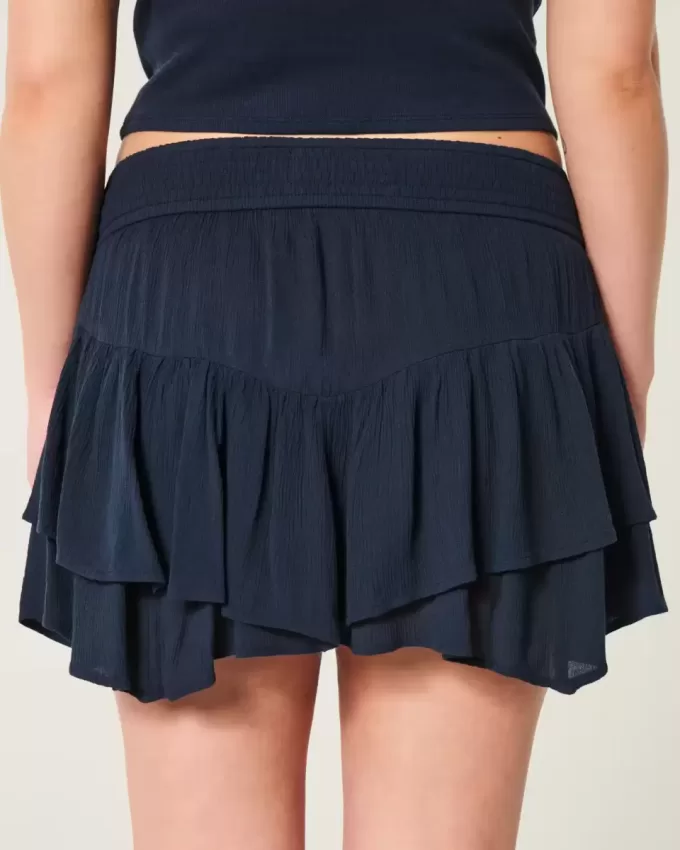 Asymmetrical Hem Tiered Mini Skort