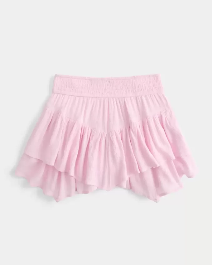 Asymmetrical Hem Tiered Mini Skort