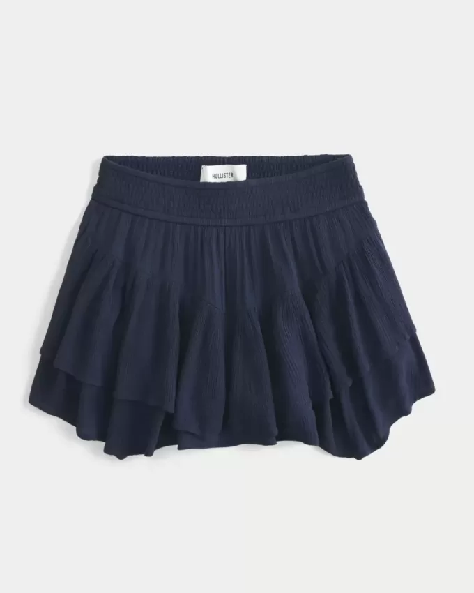 Asymmetrical Hem Tiered Mini Skort