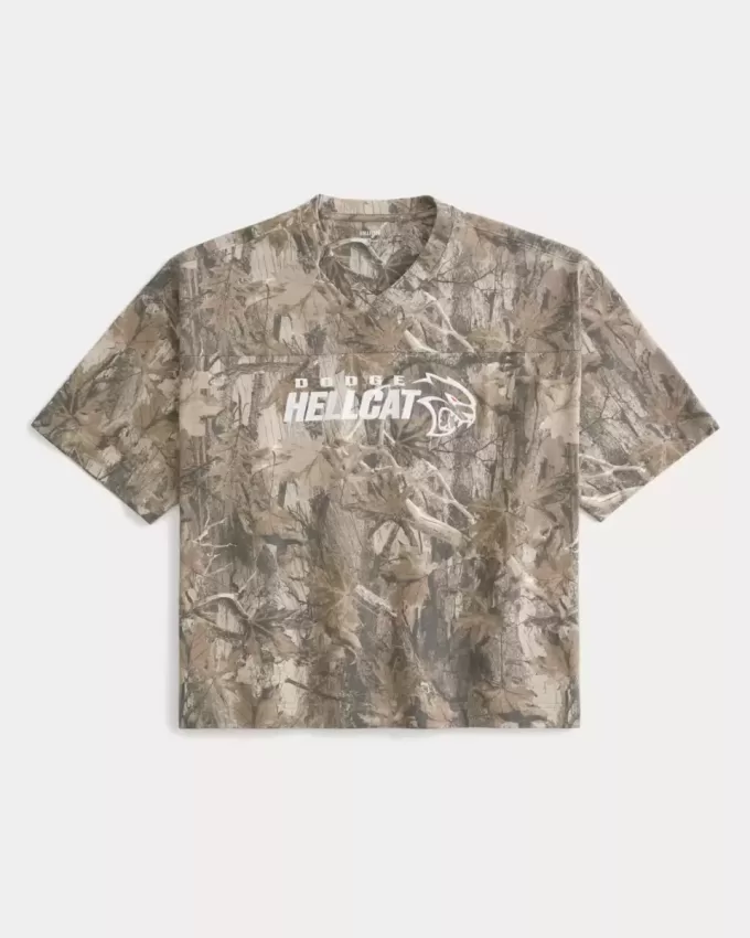 Baggy Heavyweight Crop Dodge Graphic Camo Tee Baggy Heavyweight Crop Dodge Graphic Camo Tee