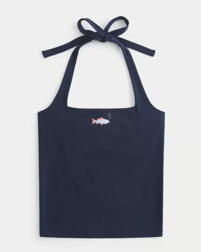 Beaded Graphic Halter Top Beaded Graphic Halter Top