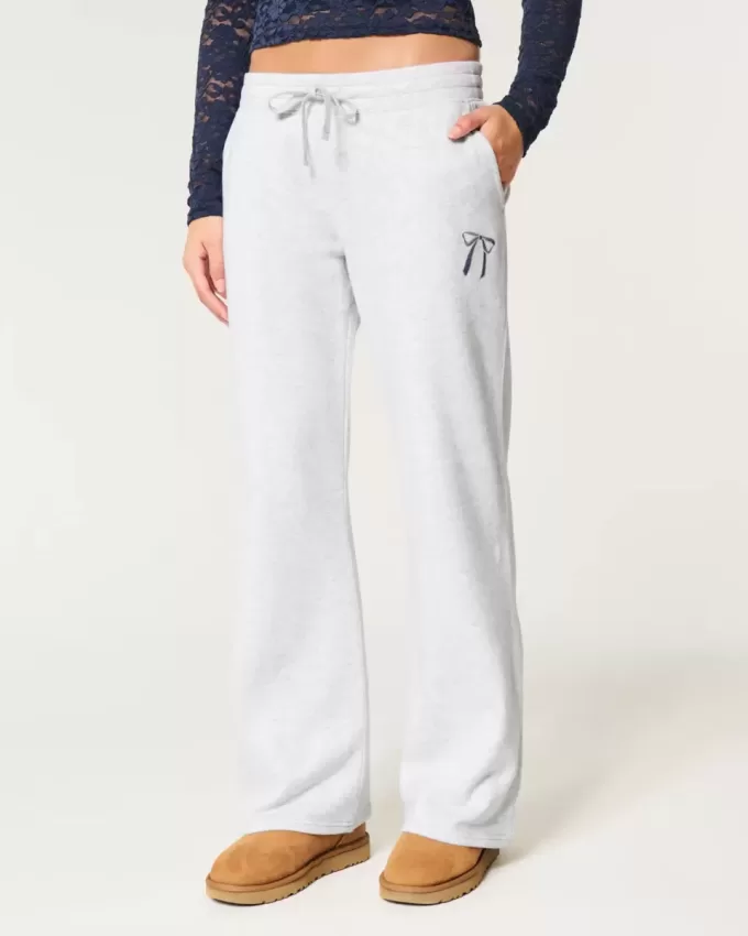 Bow Graphic Straight Sweatpants Bow Graphic Straight Sweatpants