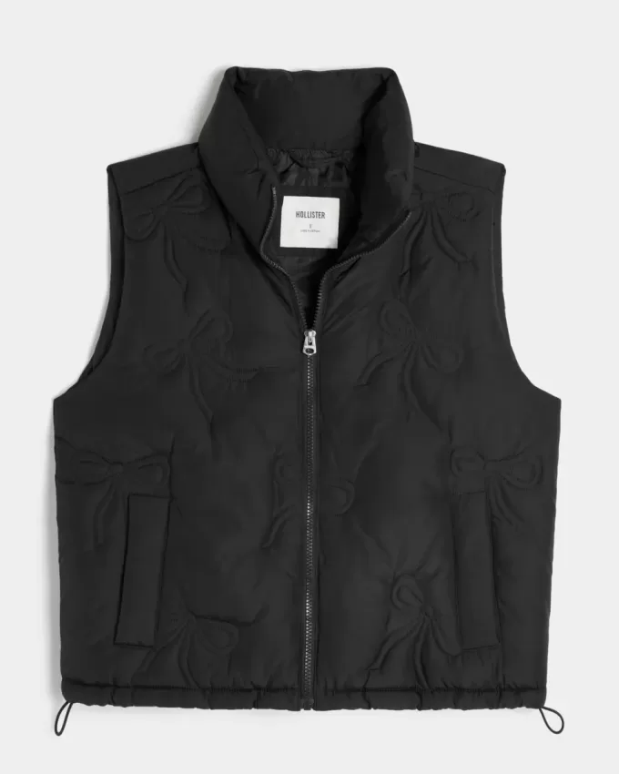 Bow Pattern Puffer Vest Bow Pattern Puffer Vest