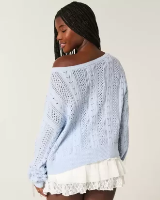Bow-Sleeve Cable-Knit Sweater