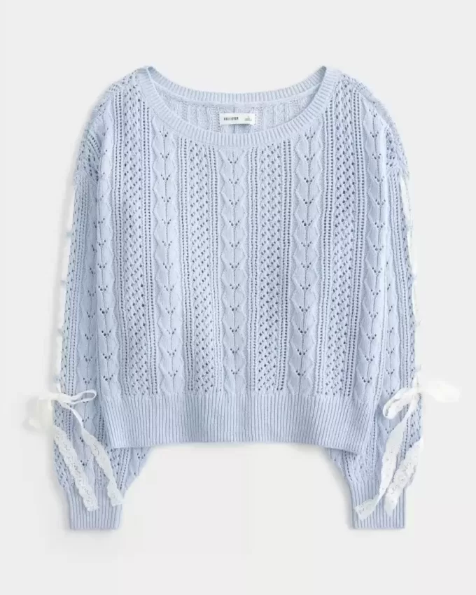 Bow-Sleeve Cable-Knit Sweater Bow-Sleeve Cable-Knit Sweater