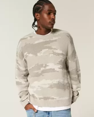 Boxy Camo Crew Sweater