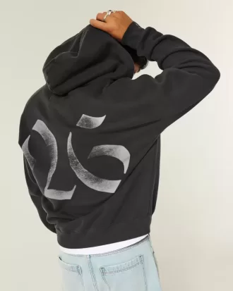 Boxy Class of 26 Graphic Zip-Up Hoodie