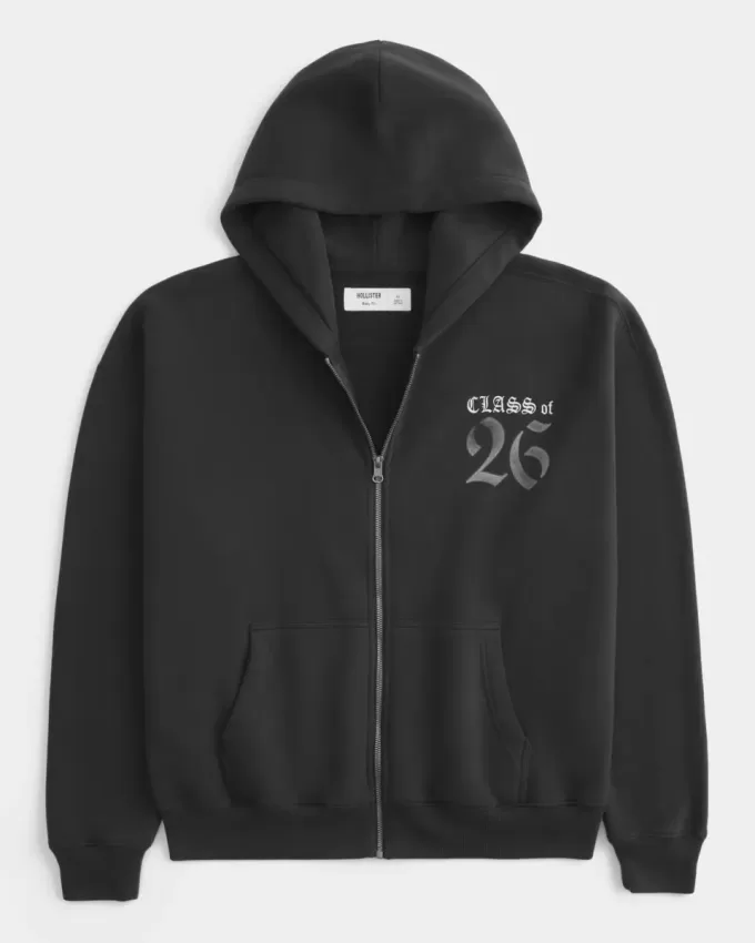 Boxy Class of 26 Graphic Zip-Up Hoodie Boxy Class of 26 Graphic Zip-Up Hoodie