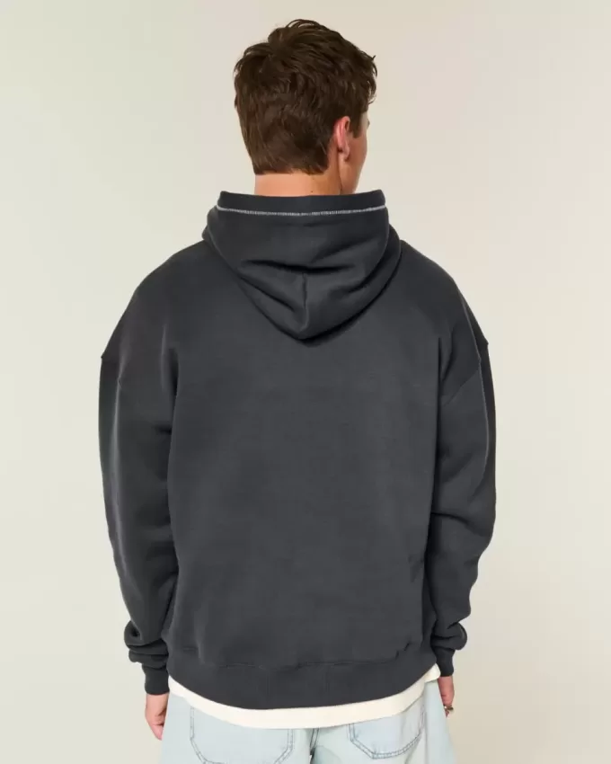 Boxy Contrast Stitch Hoodie Boxy Contrast Stitch Hoodie