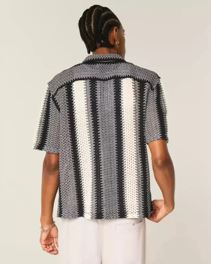 Boxy Crochet-Style Short-Sleeve Shirt Boxy Crochet-Style Short-Sleeve Shirt