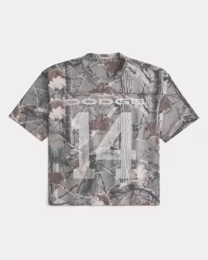 Boxy Crop Camo Dodge Graphic Jersey Boxy Crop Camo Dodge Graphic Jersey