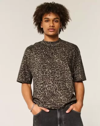 Boxy Crop Heavyweight Leopard Print Crew T-Shirt Boxy Crop Heavyweight Leopard Print Crew T-Shirt