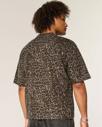 Boxy Crop Heavyweight Leopard Print Crew T-Shirt Boxy Crop Heavyweight Leopard Print Crew T-Shirt