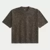 Boxy Crop Heavyweight Leopard Print Crew T-Shirt