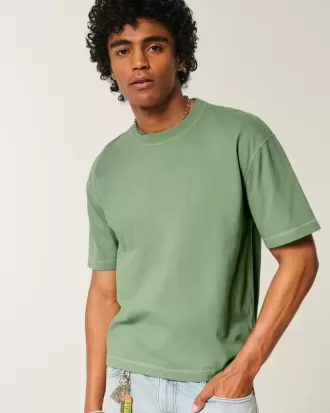 Boxy Crop Heavyweight Washed Crew T-Shirt