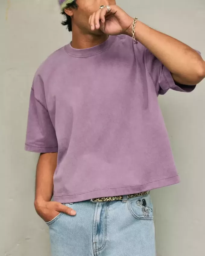 Boxy Crop Heavyweight Washed Crew T-Shirt