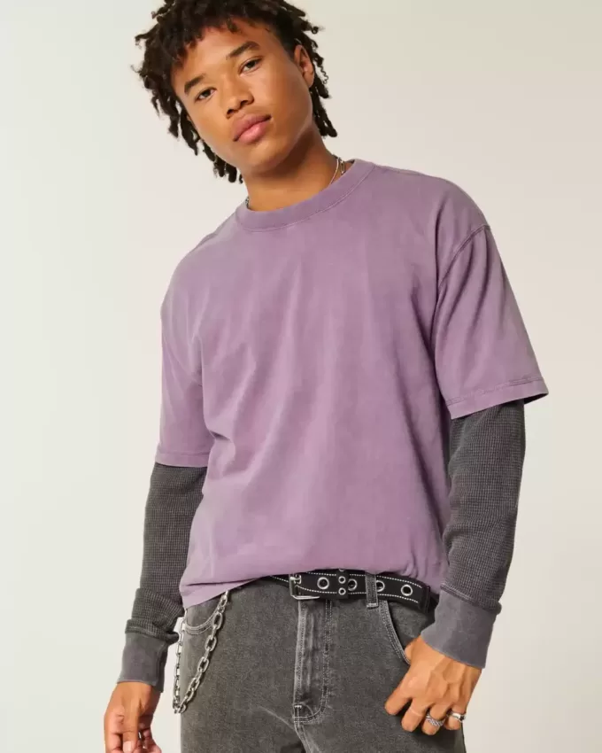 Boxy Crop Heavyweight Washed Crew T-Shirt