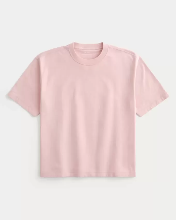 Boxy Crop Heavyweight Washed Crew T-Shirt