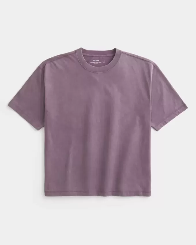 Boxy Crop Heavyweight Washed Crew T-Shirt
