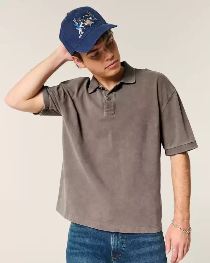 Boxy Crop Washed Polo Boxy Crop Washed Polo