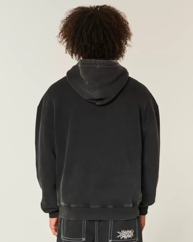 Boxy Embroidered Graphic Hoodie