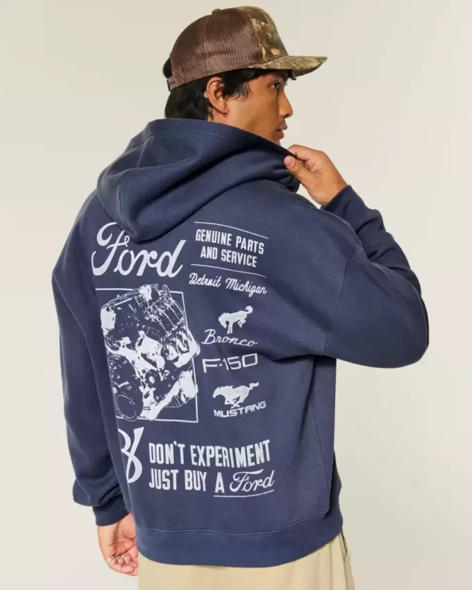 Boxy Ford Graphic Zip-Up Hoodie Boxy Ford Graphic Zip-Up Hoodie