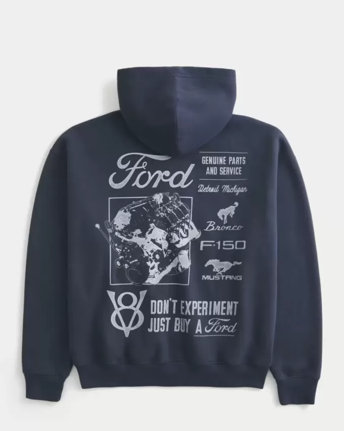 Boxy Ford Graphic Zip-Up Hoodie Boxy Ford Graphic Zip-Up Hoodie