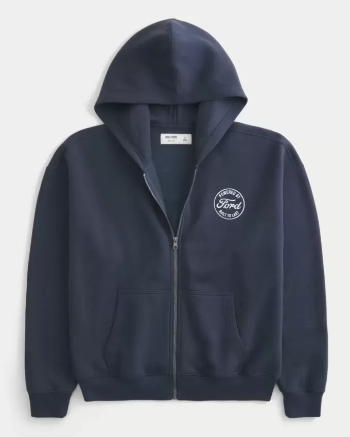 Boxy Ford Graphic Zip-Up Hoodie Boxy Ford Graphic Zip-Up Hoodie