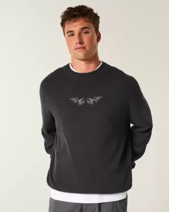 Boxy Graphic Crew Sweater