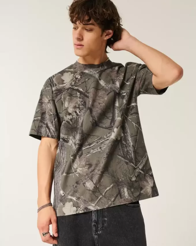 Boxy Heavyweight Camo Crew T-Shirt