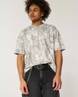 Boxy Heavyweight Crop Camo Crew T-Shirt