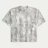 Boxy Heavyweight Crop Camo Crew T-Shirt