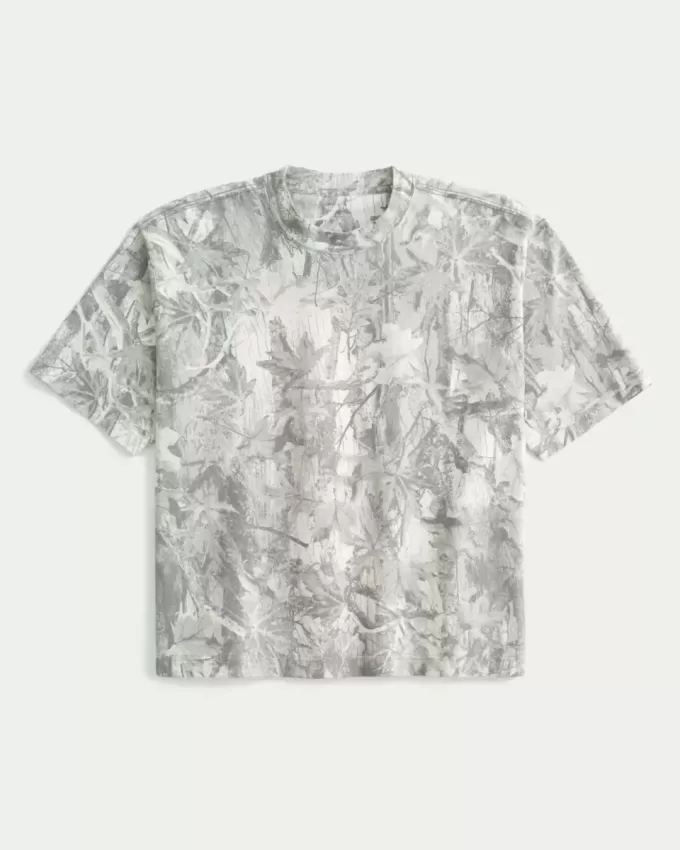 Boxy Heavyweight Crop Camo Crew T-Shirt