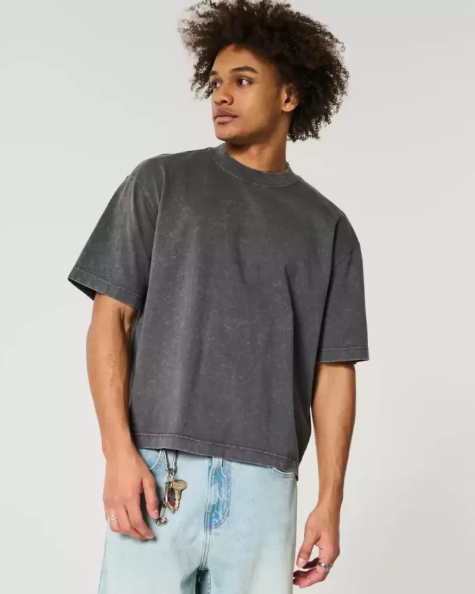 Boxy Heavyweight Crop Washed Crew T-Shirt Boxy Heavyweight Crop Washed Crew T-Shirt