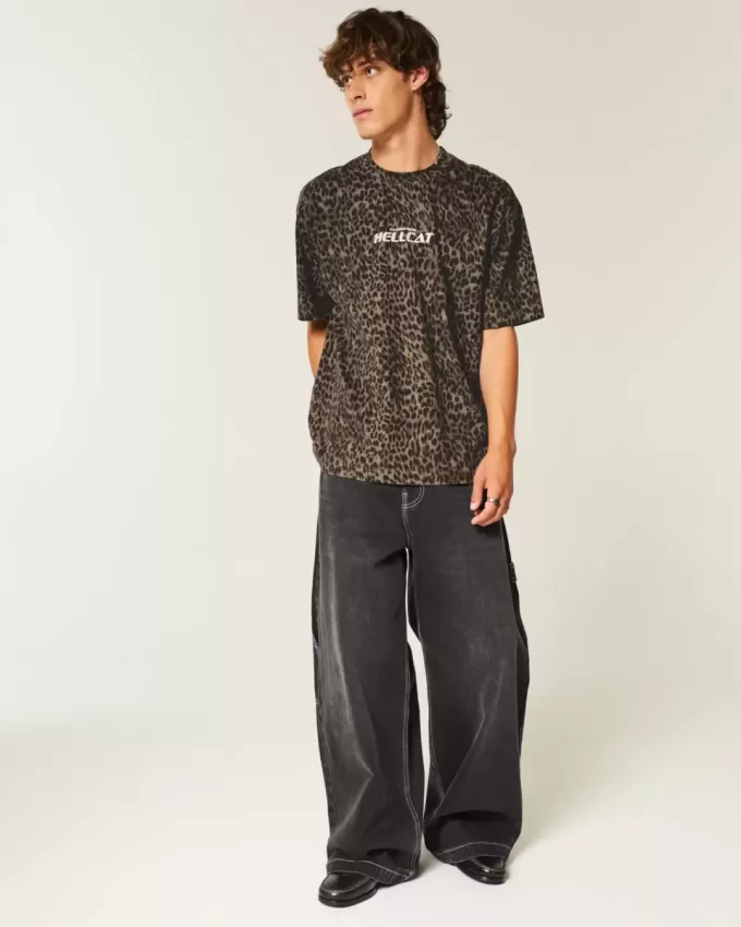 Boxy Heavyweight Leopard Print Dodge Hellcat Graphic Tee Boxy Heavyweight Leopard Print Dodge Hellcat Graphic Tee